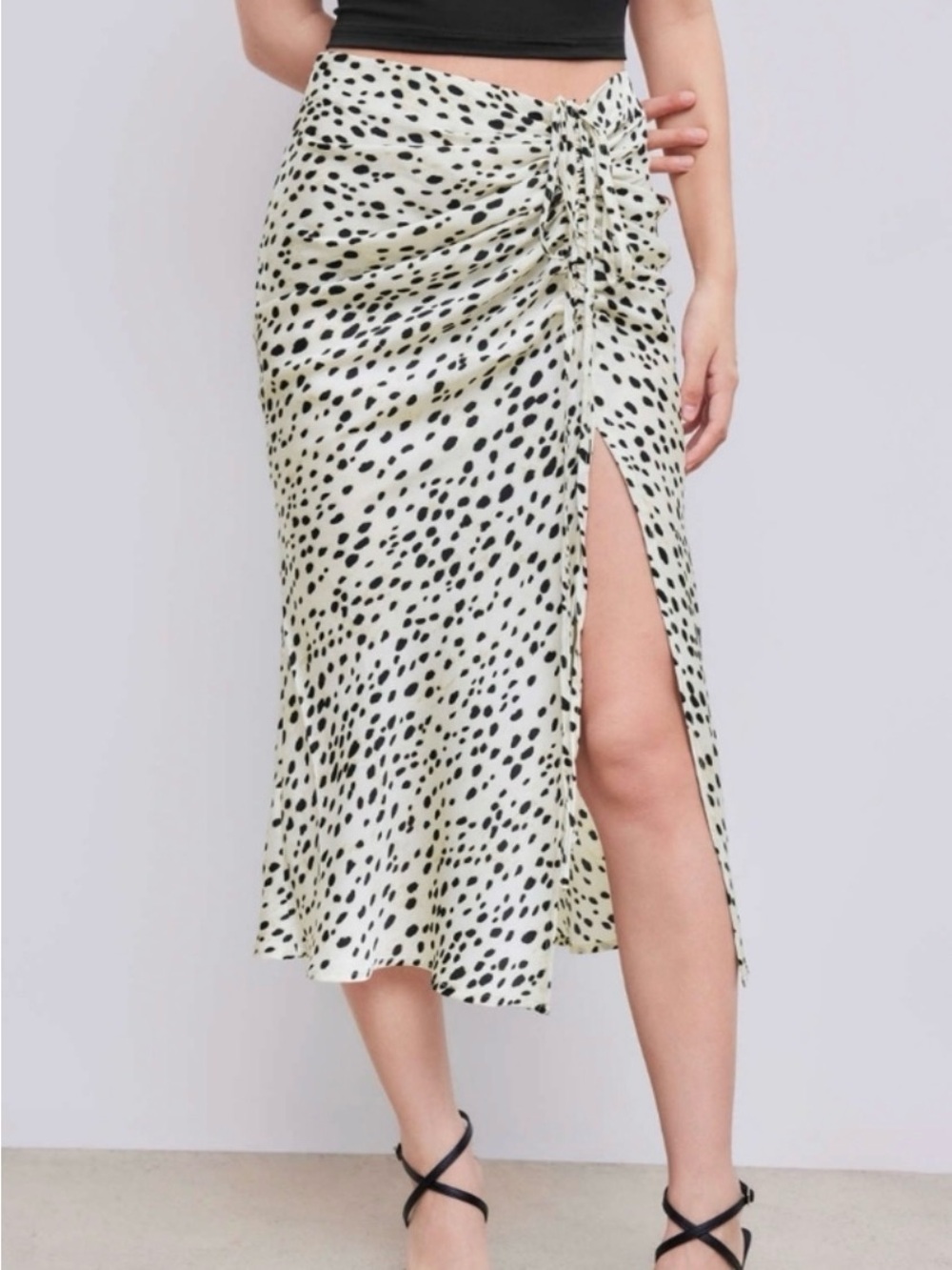 Cider Leopard Print Maxi With Drawstring Side Ruche & Slit, Size Large, NWT